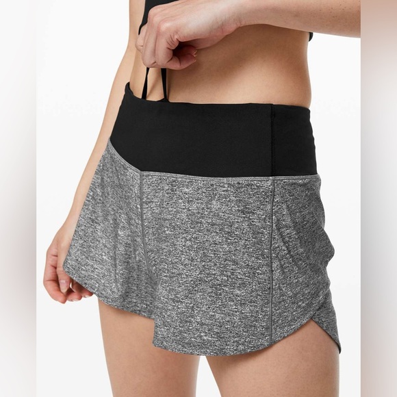 Lululemon Speed Up Short Long *4" Updated Fit Heather Lux Multi Black Size 4 - Picture 5 of 6